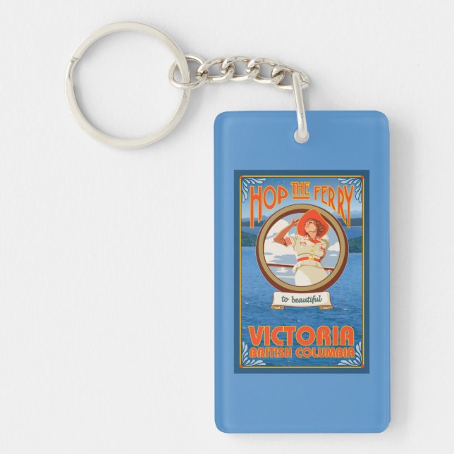 Woman Riding Ferry - Victoria, BC Canada Key Ring (Front)