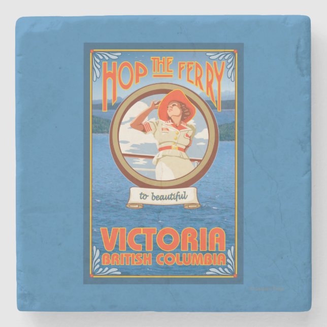 Woman Riding Ferry - Victoria, BC Canada Stone Coaster (Front)