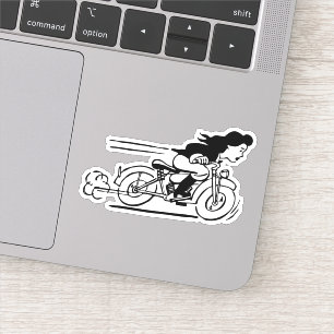 Woman Riding Motorcycle Biker Chick Art