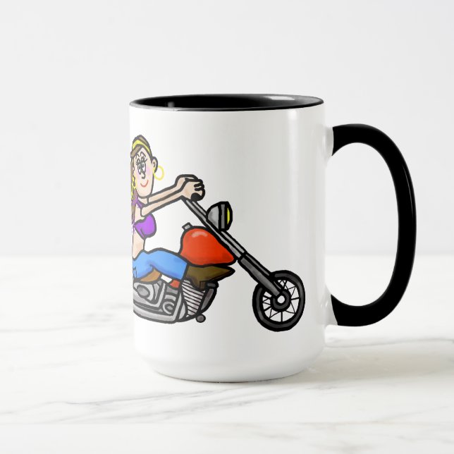 Woman Riding Motorcycle Mug  Customise It! (Right)