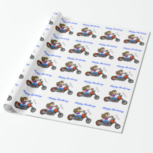 Woman Riding Motorcycle Wrapping Paper
