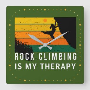 Woman Rock Climbing Is My Therapy Extreme Sports Square Wall Clock