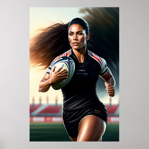 Woman Rugby Player Art Poster