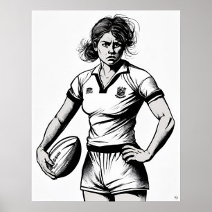 Woman Rugby Player - Art Print