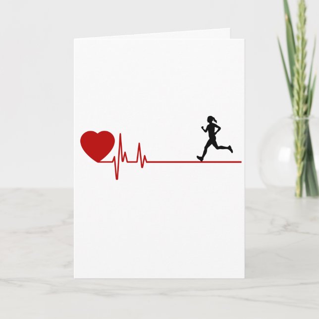 Woman Running Workout Heart Rate Card for Runners (Front)