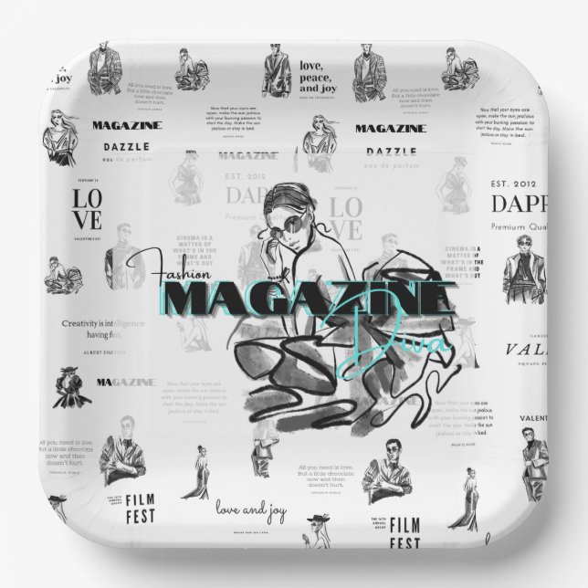 Woman’s fashion magazine paper plate (Front)