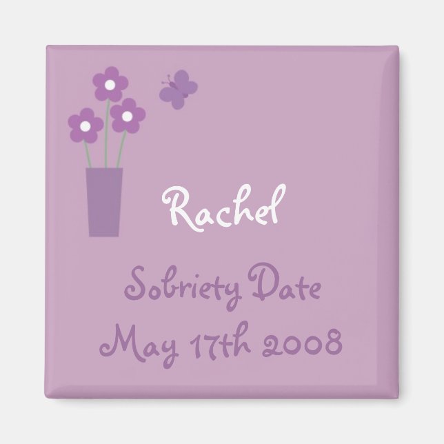 Woman´s lilac Sobriety Date magnet (Front)