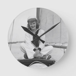 Woman Sailor Round Clock