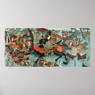 WOMAN SAMURAI TOMOE GOZEN HORSEBACK IN THE BATTLE POSTER