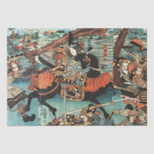 WOMAN SAMURAI TOMOE GOZEN HORSEBACK IN THE BATTLE TISSUE PAPER