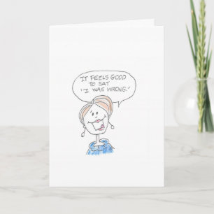 Woman saying she was wrong card