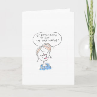 Woman saying she was wrong card