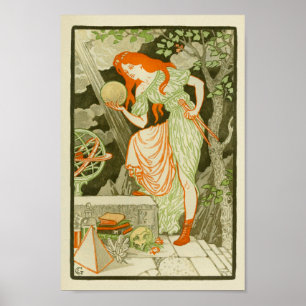 Woman Scientist Globe Pyramid Print