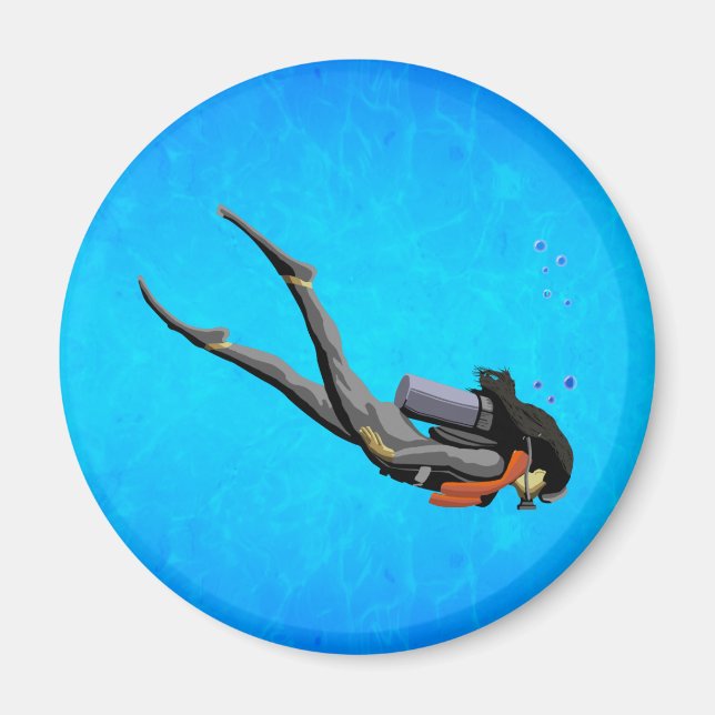 Woman SCUBA Diving Magnet (Front)