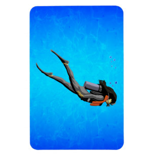 Woman SCUBA Diving Magnet