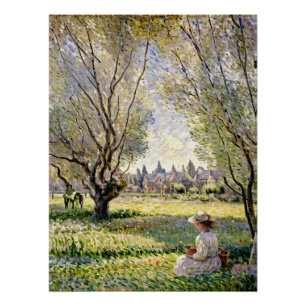 Woman Seated under the Willows Poster