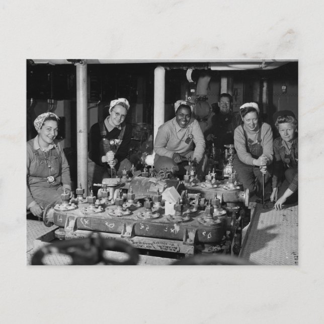 Woman Shipfitters Working on Submarine Postcard (Front)