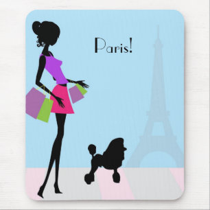 Woman Shopping in Paris Mouse Pad