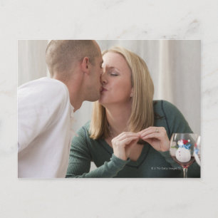 Woman signing the word 'Kiss' in American Sign Postcard