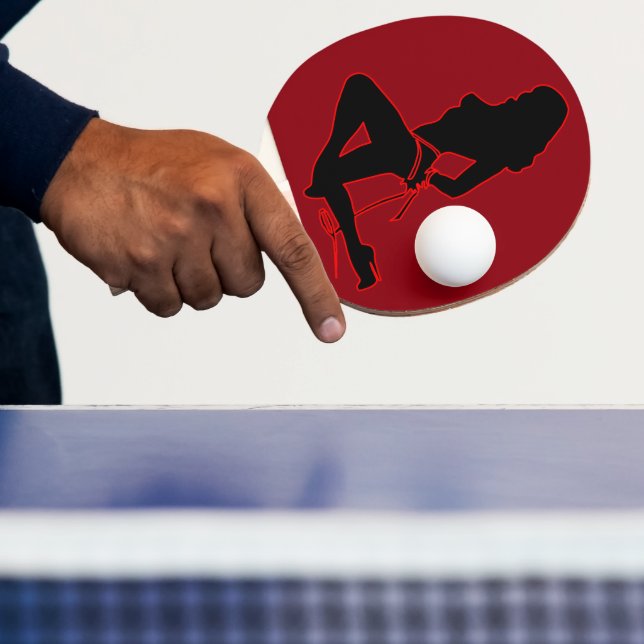 Woman Silhouette Bikini Bachelor Party Red Ping Pong Paddle (Insitu)