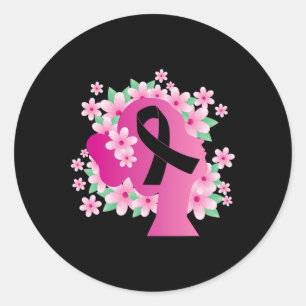 Woman Silhouette Breast Cancer Awareness Warrior S Classic Round Sticker