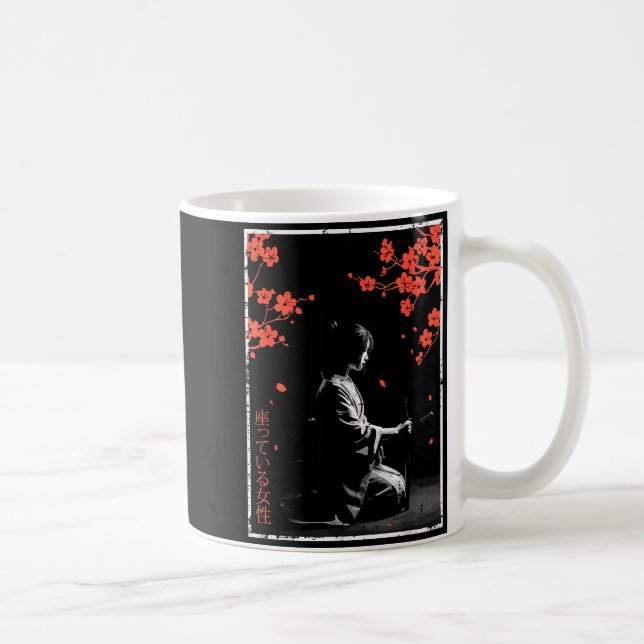 Woman Sitting Cherry Blossoms Japanese Art Women M Coffee Mug (Right)