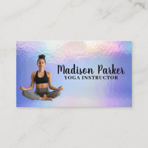 Woman Sitting Cross Legged Pastel Iridescent Business Card