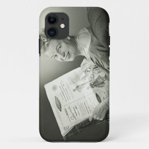 Woman Sitting in Chair iPhone 11 Case