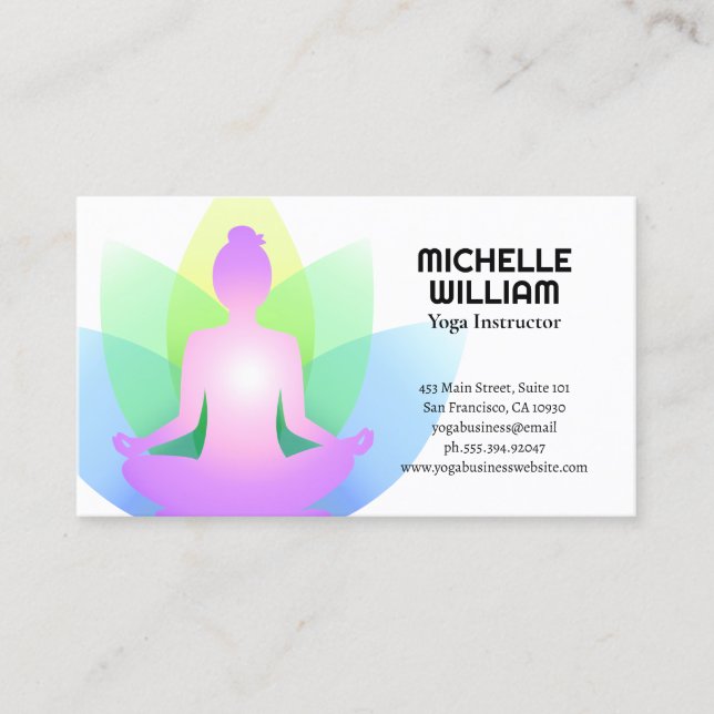 Woman Sitting in Lotus Business Card (Front)