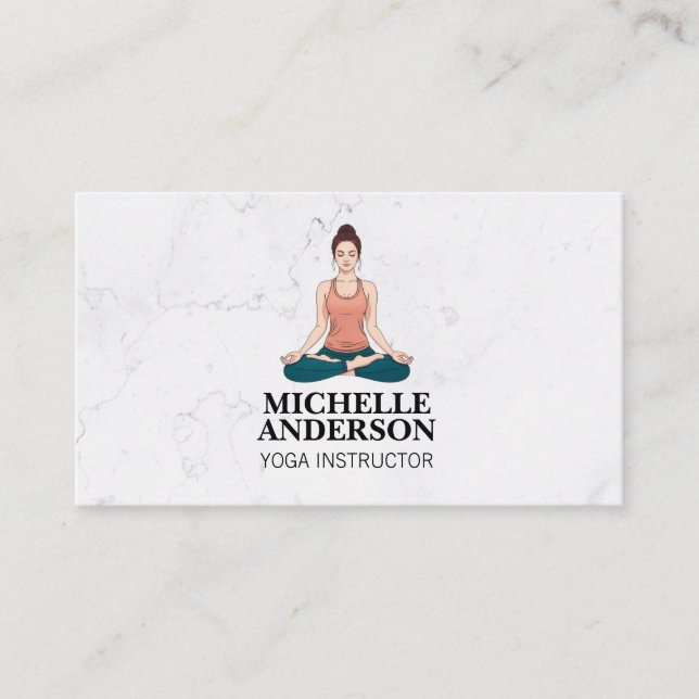 Woman Sitting Meditating Doing Yoga Business Card (Front)