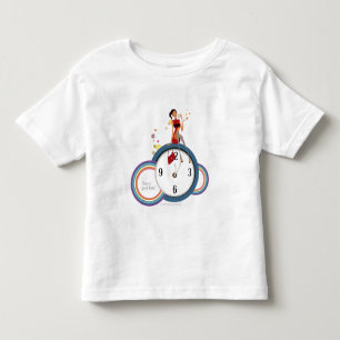 Woman sitting on a clock and holding a tea cup toddler T-Shirt