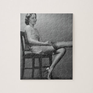 Woman Sitting on Chair Jigsaw Puzzle