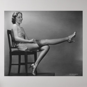 Woman Sitting on Chair Poster