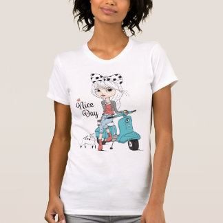 woman sitting on motorcycle scooter T-Shirt