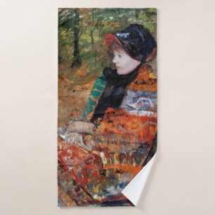 Woman Sitting on the Bench, Mary Cassatt Bath Towel