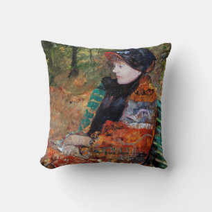 Woman Sitting on the Bench, Mary Cassatt Cushion