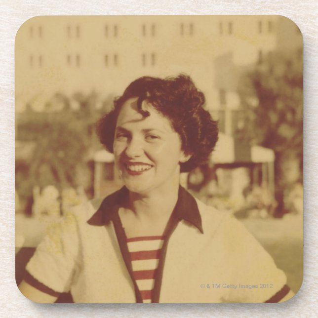 Woman Sitting Outside Coaster (Front)