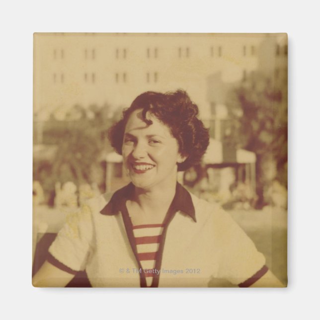 Woman Sitting Outside Magnet (Front)