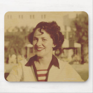Woman Sitting Outside Mouse Pad