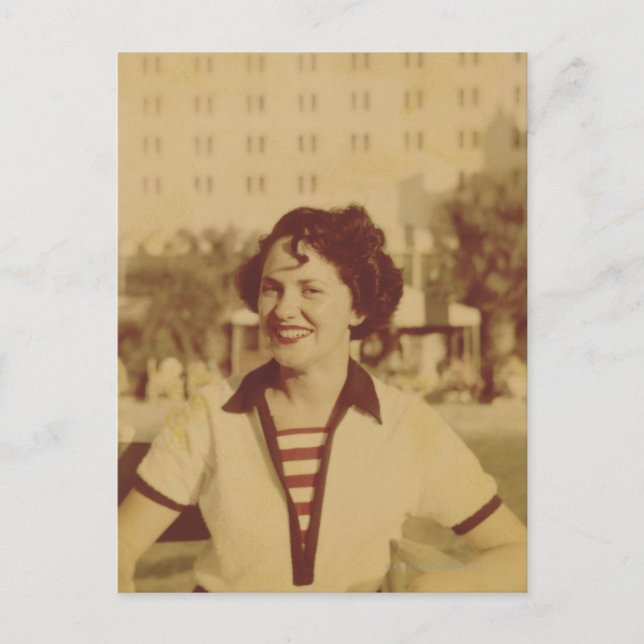 Woman Sitting Outside Postcard (Front)