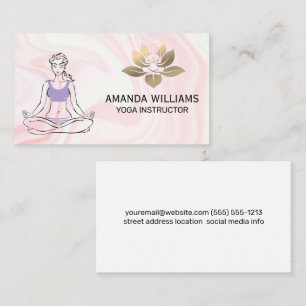 Woman Sitting Yoga Pose   Gold Lotus Yoga Logo Business Card