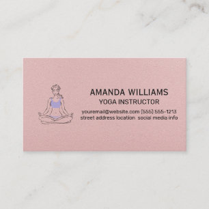 Woman Sitting Yoga Pose Pink Leather Texture Business Card