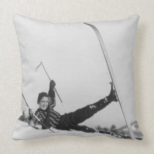 Woman Skier 2 Cushion
