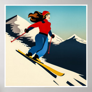 Woman Skier Art Print