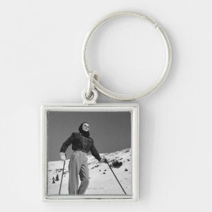 Woman Skier Key Ring