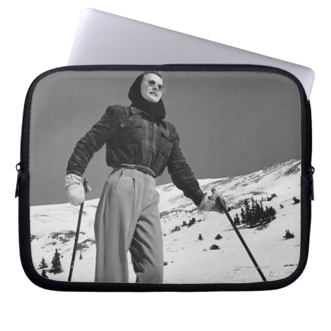 Woman Skier Laptop Sleeve (Front)