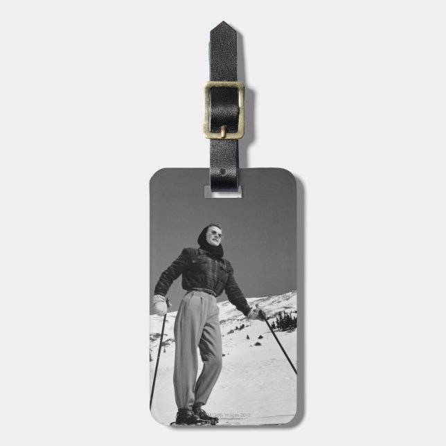 Woman Skier Luggage Tag (Front Vertical)