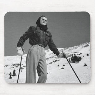 Woman Skier Mouse Pad