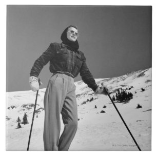 Woman Skier Tile