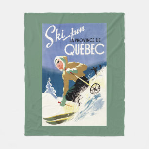 Woman Skiing - Both English and French Poster Fleece Blanket